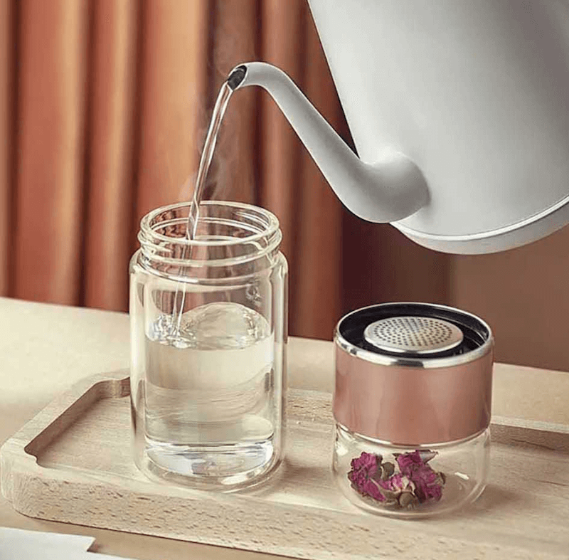 Tea Infuser Bottle with Double Wall Glass